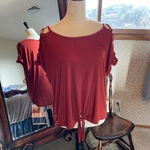 No Boundaries Women's Shirt Size XXL 19 Orange Tee Short Sleeve with Cutouts!